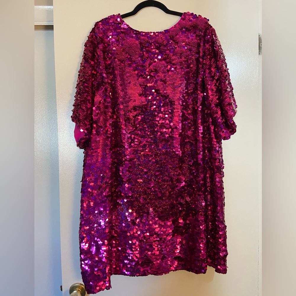Anthropologie NWT 2X Pink Sequin Dress